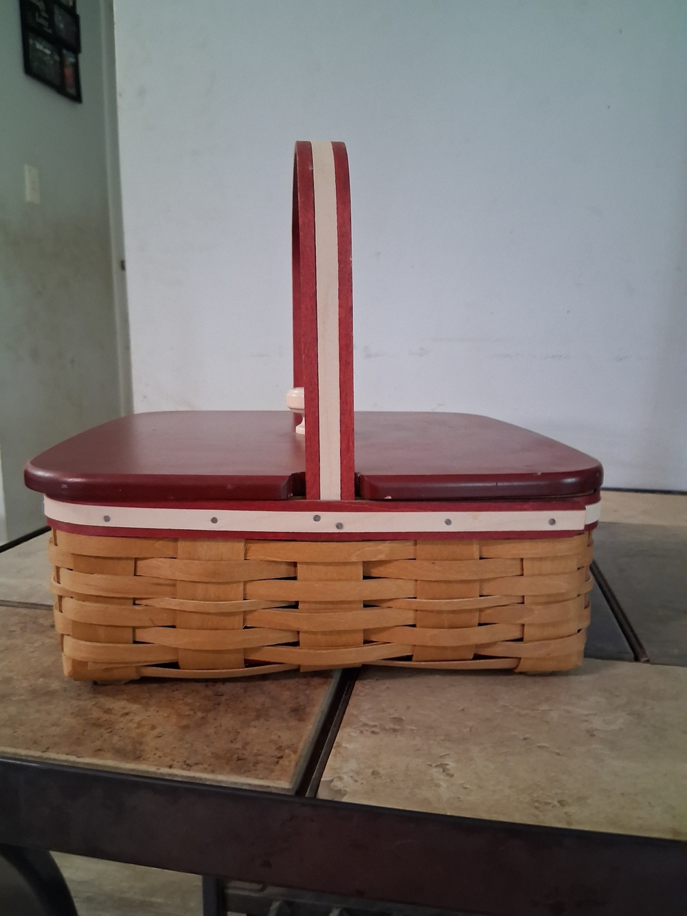 Longaberger Snowflake Cookie Basket with Red Lid - Picture 2 of 10